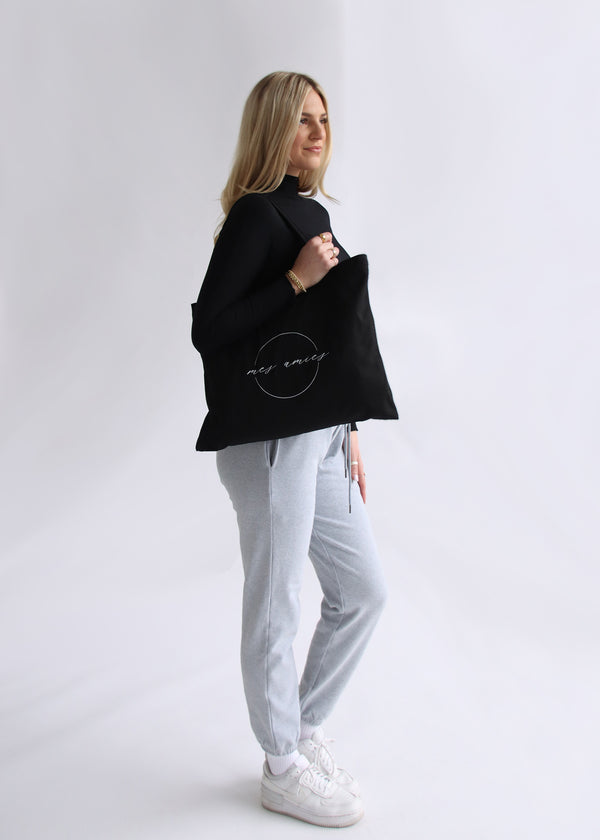 Tote Bag Cotton Canvas Purse Sustainable Logo MES AMIES Straps Outfit Design Aesthetic